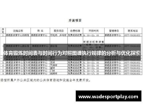 体育锻炼时间表与时间行为对照图谱执行规律的分析与优化探索